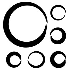 vector brush strokes circles of paint on white background. Ink hand drawn paint brush circle.