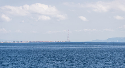 Overview of the Strait of Messina. The strait divides the island of Sicily from the Italian continent.