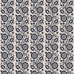 seamless vector pattern with vintage imprinted flowers. design for packaging, textile, interior, wallpaper