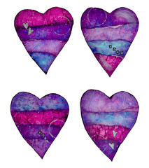 Textured Striped Hearts in Similar Colors