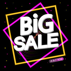 Big Sale, banner design template, discount poster, vector illustration