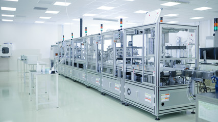 Shot of Sterile Precision Manufacturing Laboratory with 3D Printers, Super Computers and other...
