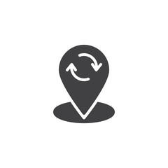 Reload location pin vector icon. filled flat sign for mobile concept and web design. Map marker refresh arrows simple solid icon. Symbol, logo illustration. Pixel perfect vector graphics