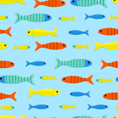 pattern with cartoon fishes