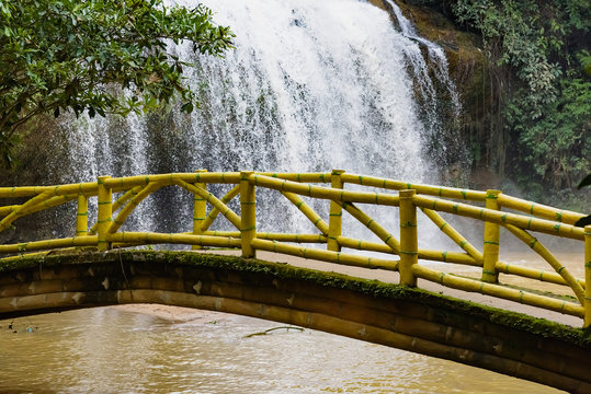 waterfall in jungle park vietnam