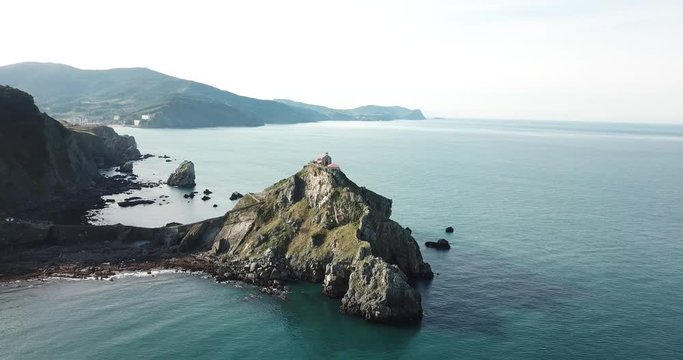 aerial view of gaztelugatxe hermitage in basque country