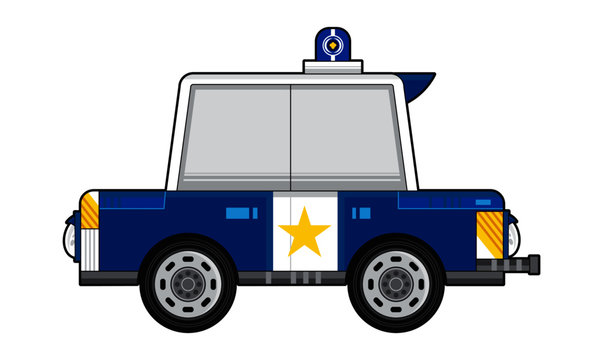 Cute Cartoon Police Car Illustration