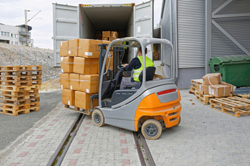 Cargo Train Loading Forklift