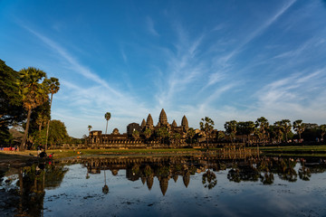 Fototapeta na wymiar Angkor Wat at Sunset with copy space