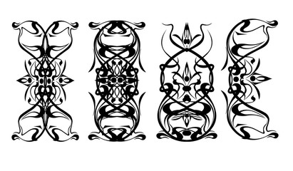 Ornament ink Design elements drawing style vector illustration isolated on white background