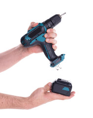 Cordless screwdriver or power drill isolated