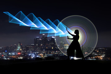 Colorful Long Exposure Image of a Woman