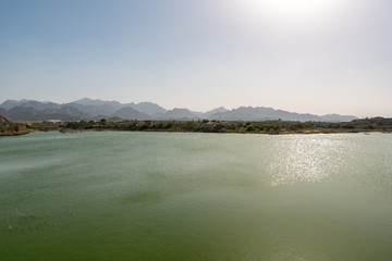Reservoir in Hatta, an enclave of Dubai in the Hajar Mountains, United Arab Emirates