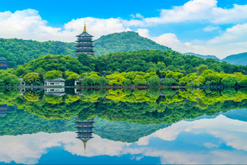 The Beautiful Landscape of West Lake in Hangzhou..