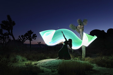 Girl Light Painted Under the Milky Way