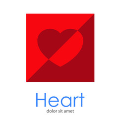 Logotipo abstracto con texto Heart con corazón en cuadrado en dos tonos de color rojo