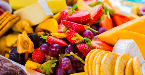 Fruit Salad and cheese board at Spring Festival picnic event