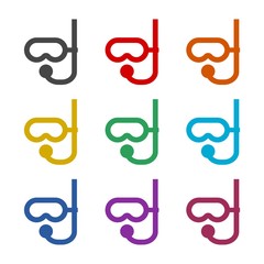 Diving Mask icon or logo, color set