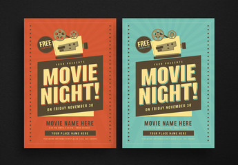 Retro Movie Night Flyer Layout