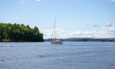 Landscape of Kuopio lakes at sunny day