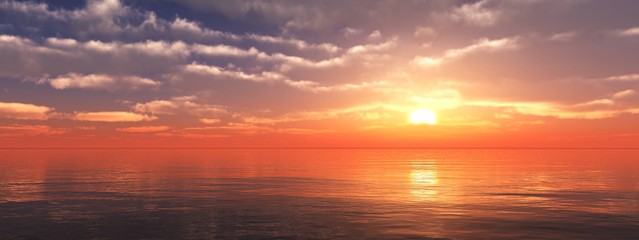 Naklejka na ściany i meble beautiful panorama of sea sunset, ocean landscape during sunrise 