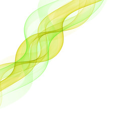 Abstract green wavy lines. Colorful vector background. smoke Transparent green wave