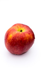 Two whole peaches on the white background