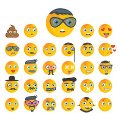 Set of high quality cartoon emotions icons. Faces with different facial expressions. Icon collection emoji. Vector illustration.