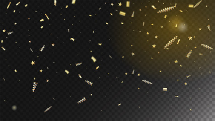 Fototapeta premium Modern Gold Explosion, Stars, Streamers, Tinsel Burst. Horizontal Dotted Glitter Background. Cool Platinum Christmas, New Year, Birthday Party Holiday Banner. Gold Explosion, Streamers Burst.