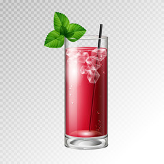 Realistic cocktail bloody mary glass vector illustration on transparent background