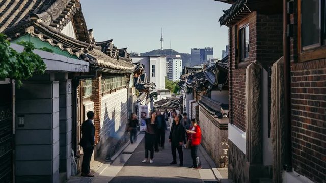 Timelapse At Seoul City, Bukchon Hanok Village, Seoul, South Korea. ProRes 422 in 4k