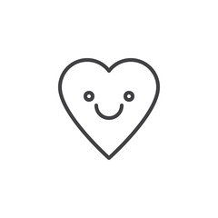 Smiling heart emoticon outline icon. linear style sign for mobile concept and web design. Happy heart face character emoji line vector icon. Symbol, logo illustration. Pixel perfect vector graphics