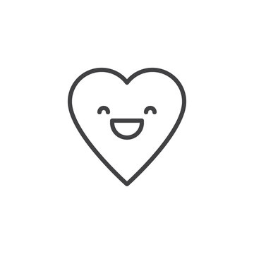 recommend clip art: Grinning Face With Smiling Eyes emoticon outline icon. linear style sign for mobile concept and web design. Happy heart face character emoji line vector icon. Symbol, logo illustration. Pixel perfect