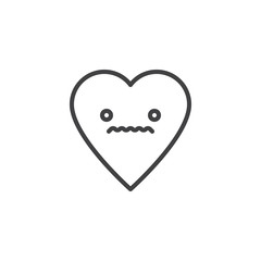 Confused Face emoticon outline icon. linear style sign for mobile concept and web design. confused heart face character emoji line vector icon. Symbol logo illustration. Pixel perfect vector graphics