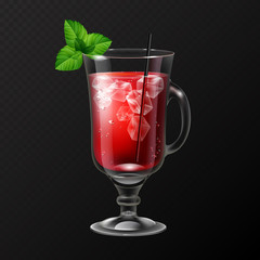 Realistic cocktail bloody mary glass vector illustration on transparent background