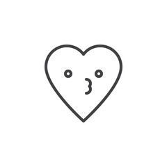Kissing Face emoticon outline icon. linear style sign for mobile concept and web design. Kiss heart face character emoji line vector icon. Symbol, logo illustration. Pixel perfect vector graphics