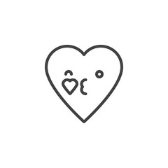 Face Blowing a Kiss emoticon outline icon. linear style sign for mobile concept and web design. Kissing heart face character emoji line vector icon. Symbol, logo illustration. Pixel perfect vector 