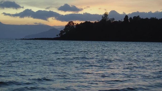 Sea view sunrise on the nice summer day. Beautiful sky panorama ocean at ranong thailand.