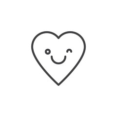 Winking Face emoticon outline icon. linear style sign for mobile concept and web design. Cute heart face character emoji line vector icon. Symbol, logo illustration. Pixel perfect vector graphics