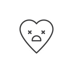 Dizzy Face emoticon outline icon. linear style sign for mobile concept and web design. dizzy heart face character emoji line vector icon. Symbol, logo illustration. Pixel perfect vector graphics