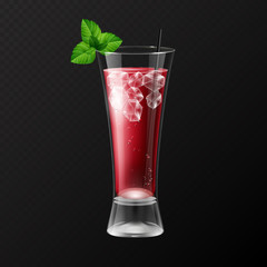 Realistic cocktail bloody mary glass vector illustration on transparent background