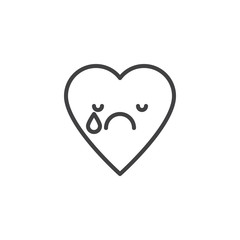 Crying Face emoticon outline icon. linear style sign for mobile concept and web design. Sadness heart face character emoji line vector icon. Symbol, logo illustration. Pixel perfect vector graphics