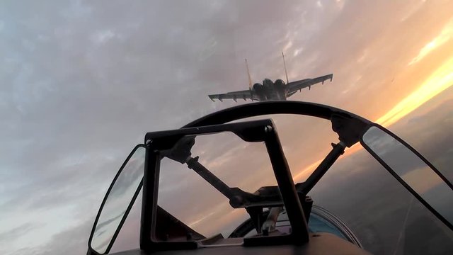 The Wake fighters in a right turn