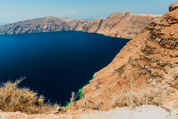 Santorini Fira, Greece - landscape with volcanic rocks