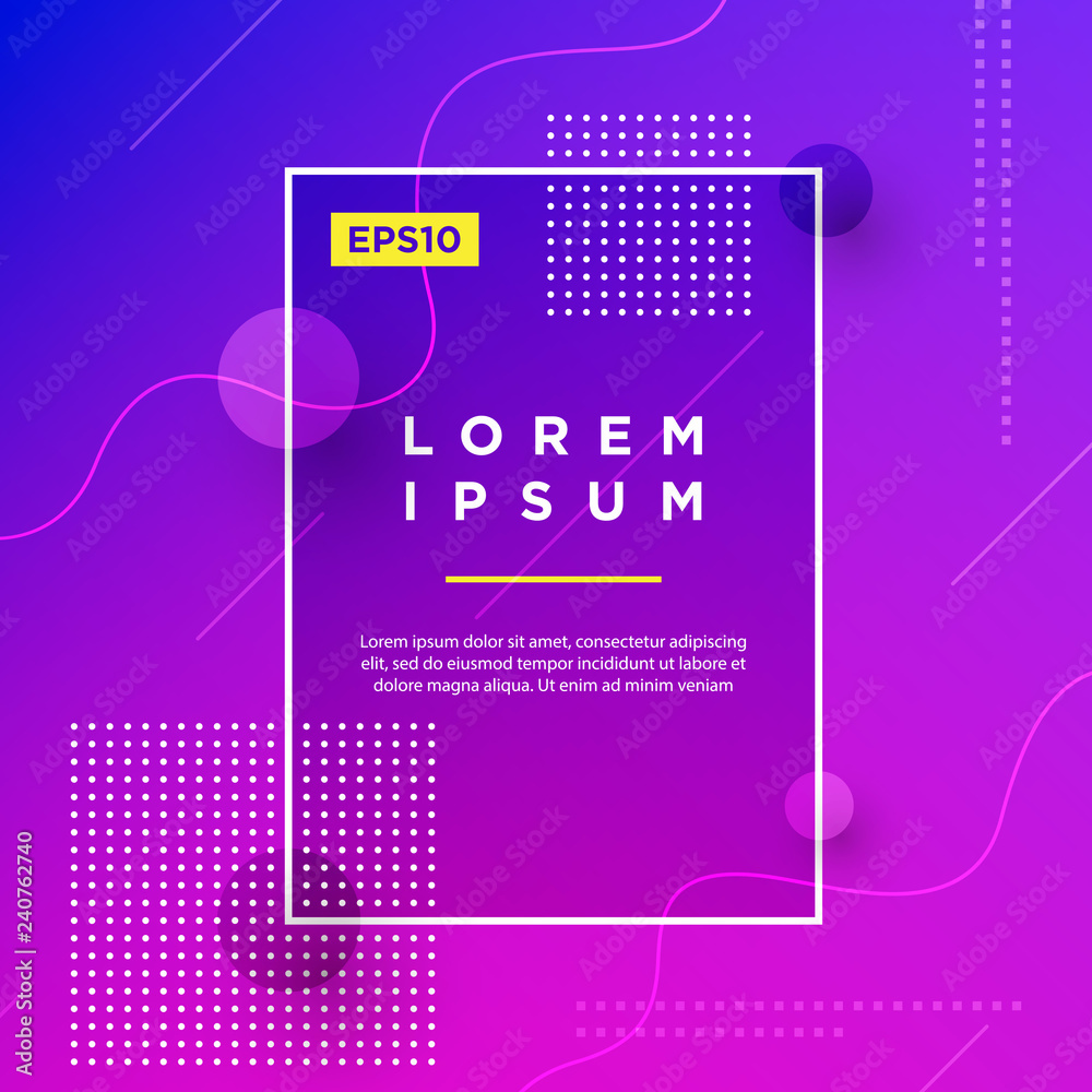 Poster abstract minimal geometric vector multicolored background with shadow, dots and lines. dynamic shape