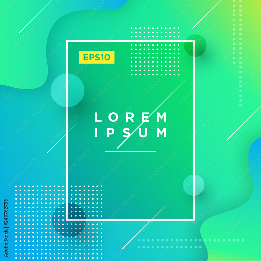Poster abstract minimal geometric vector multicolored background with shadow, dots and lines. dynamic shape