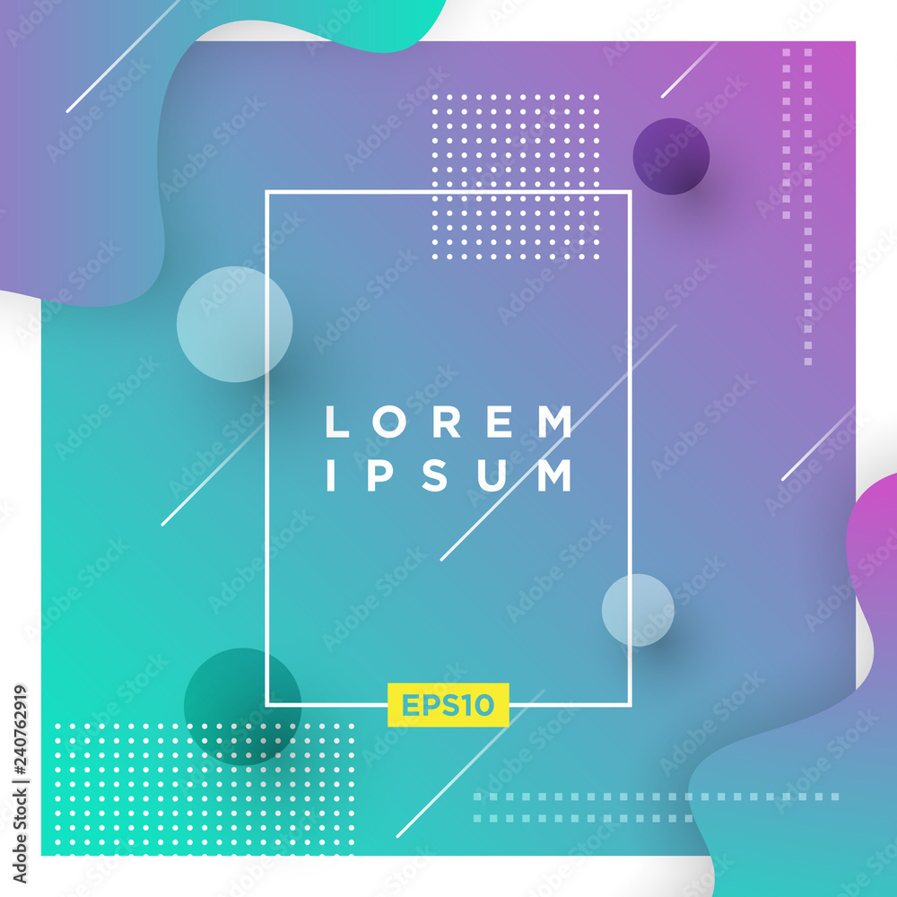 Poster Abstract Minimal geometric vector multicolored background with shadow, dots and lines. Dynamic shapes composition. Eps10 vector