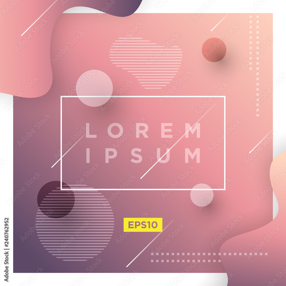 Poster Abstract Minimal geometric vector multicolored background with shadow, dots and lines. Dynamic shapes composition. Eps10 vector