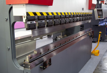 CNC synchronize hydraulic press brake bending machine. Industrial metalworking manufacturing