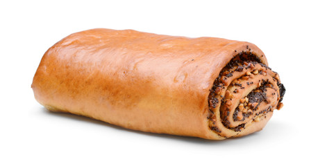 Poppy bun isolated on white background